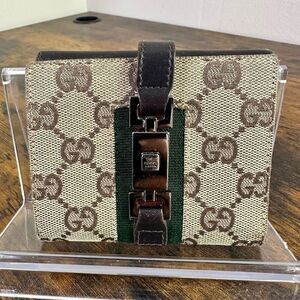 Gucci GG Jackie Canvas Wallet Red Green Web Stripe Compact